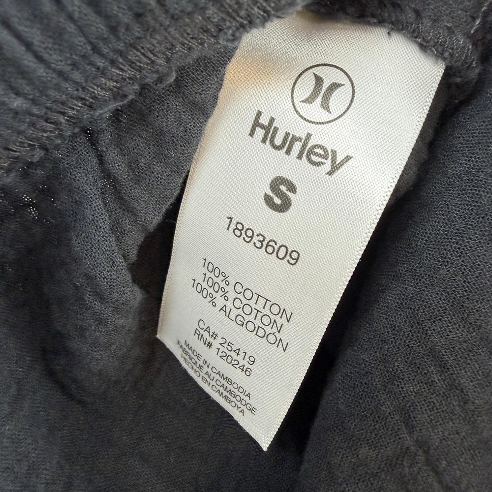 Hurley Pants Womens Small Black Cotton Crepe Wide Leg Elastic Waist Sweatpants - Picture 4 of 9